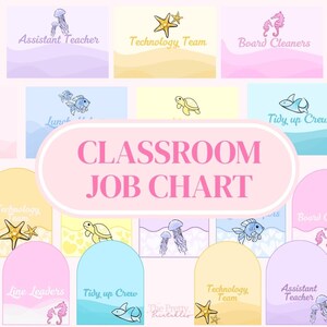 Sweet Tides Classroom Jobs Chart | Canva Editable | Coastal Classroom Decor