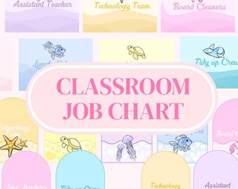 Tabla de tareas para el aula "Mareas dulces" / Editable en Canva / Decoración costera para el aula