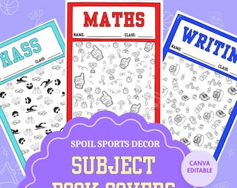 Portadas editables para libros de texto con temática deportiva / Decoración para el aula (Descarga digital)