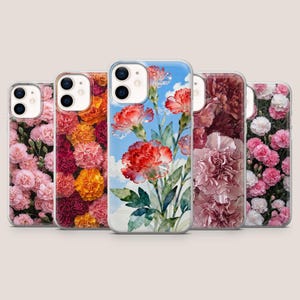 Nejlikablommor Telefonskal Örtväxt Perenn Skal för iPhone 17Pro, 16, 15, 14, 13, Samsung S26, S25, S24, S23, A16, A56, Pixel 10A, 9