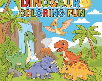 Dinosaur Coloring Fun Book - Kids Activity Pages - Printable Dino Art