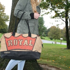 Burlap Coffee Bean Bag, Duffel Bag, Weekender Bag, Overnight Bag, Travel Bag, Carry-on Bag, Gift for Him Unique