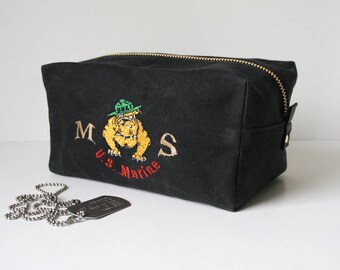 Waxed Canvas Dopp Kit, Monogrammed bag, Marine Canvas Bag, Make up bag, Mens toiletry bag, Shave bag, Travel Bag