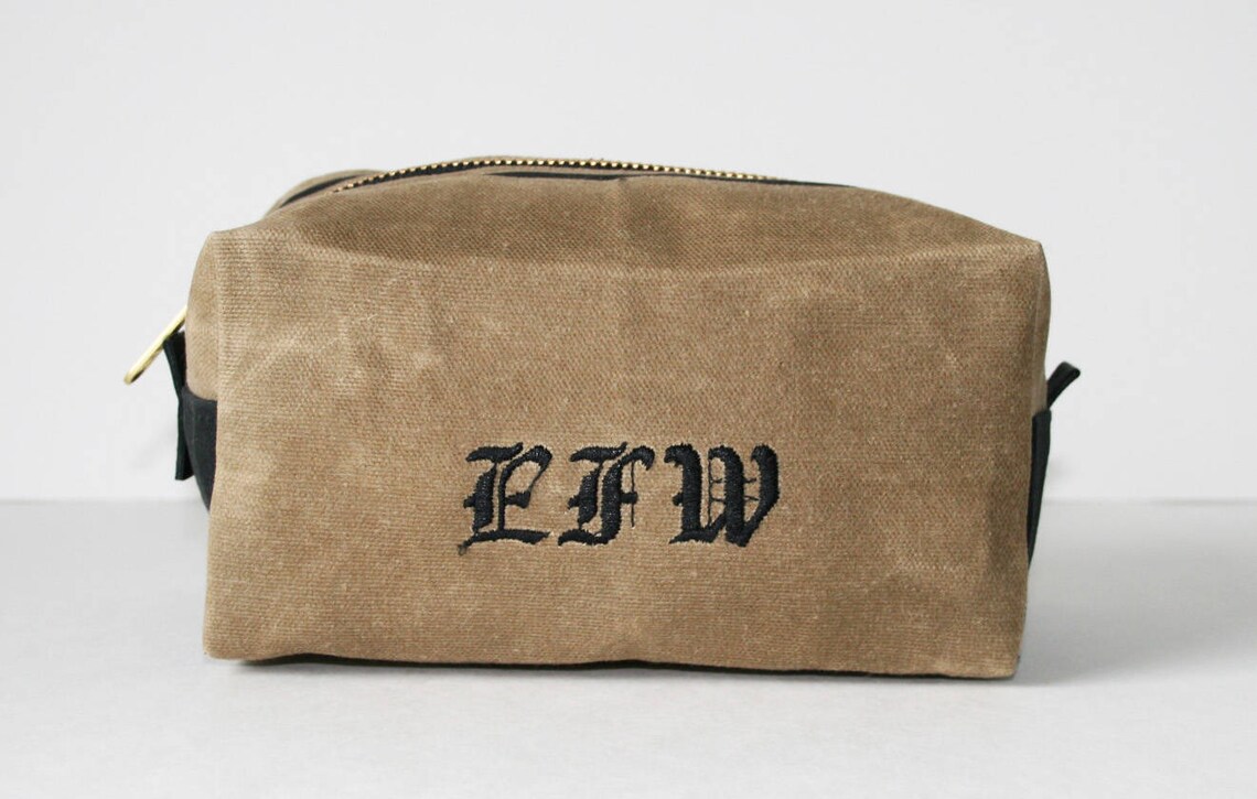 Mini Dopp Kit, Shave Bag, Waxed Canvas Toiletry Bag, Monogrammed Mens