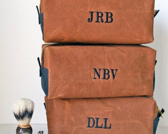 Groomsman Gift, Monogrammed Dopp kit, Waxed Canvas Bag, Mens Gift,  Gift for him, Wedding Gift, Ditty Bag