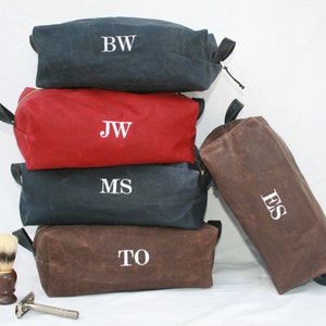 Waxed Canvas Shave Bag, Groomsman Gift, Mens Shave Bag, Mens Toiletry Bag image 1