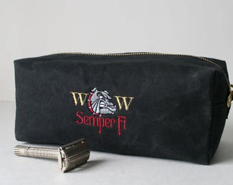 Waxed Canvas Dopp Kit / Military Gift / Monogrammed Toiletry Bags, Mens Gift, Personalized Dopp Kit, Travel Bag, Waxed Canvas Dopp Kit