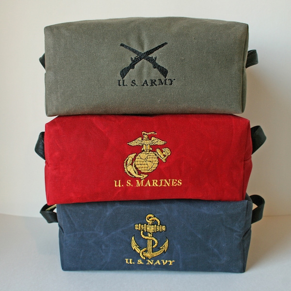 Military Gift Waxed Canvas Dopp Kit, Monogrammed Toiletry Bags, Mens Gift, Groomsman Gift, Personalized Dopp Kit, Shave Kit, Mens