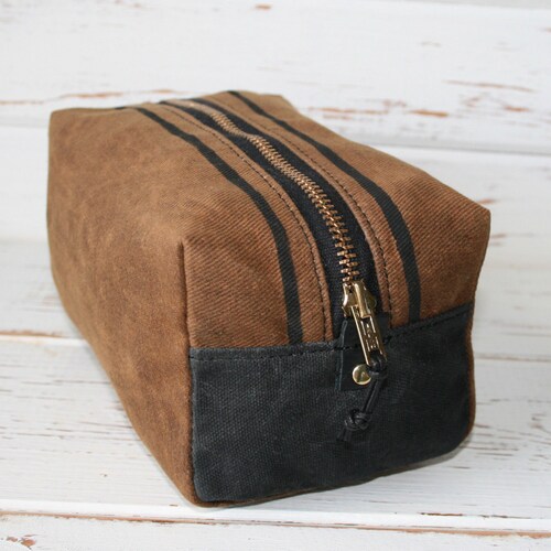 Waxed Canvas Bag Groomsman Gift Shave Kit Toiletry Bag Man Etsy