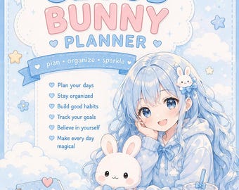 Agenda Cloud Bunny | Organizador diário, semanal e mensal (Download digital)