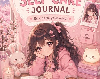 Diário de Anime Kawaii para Imprimir | Caderno de Exercícios de Amor Próprio e Positividade | Download Digital