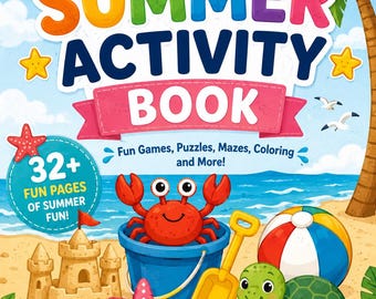 Livro de atividades de verão para crianças de 4 a 8 anos, jogos para imprimir, quebra-cabeças, desenhos para colorir (download em PDF)