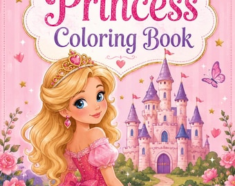Livro de colorir de princesas, PDF para imprimir, páginas para colorir infantis, livro de atividades de princesas fofas, download em formato A4