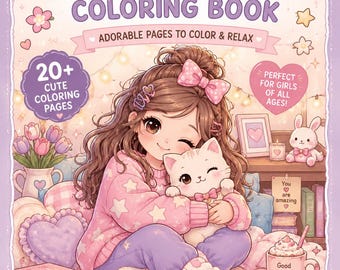 Livro de colorir Kawaii Girl | Páginas para meninas (Download digital)