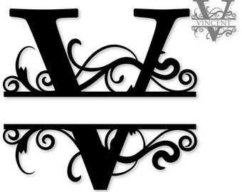 Flourished Split Monogram V
