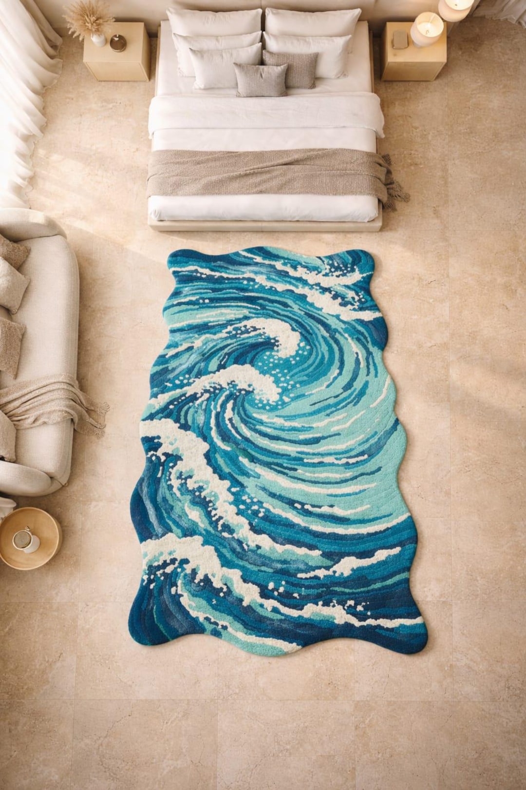Hand-tufted Ocean Wave Rug, Modern Coastal Abstract Area Carpet. - Etsy