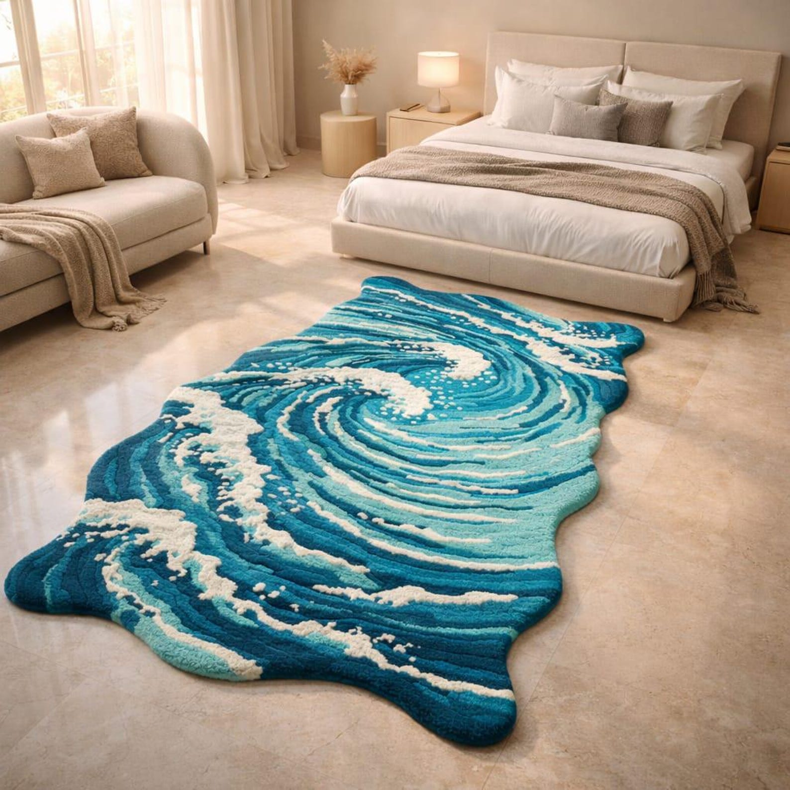 Wave Rugs Hand-tufted Ocean Wave Rug, Modern Coastal Abstract Area Carpet. - Etsy