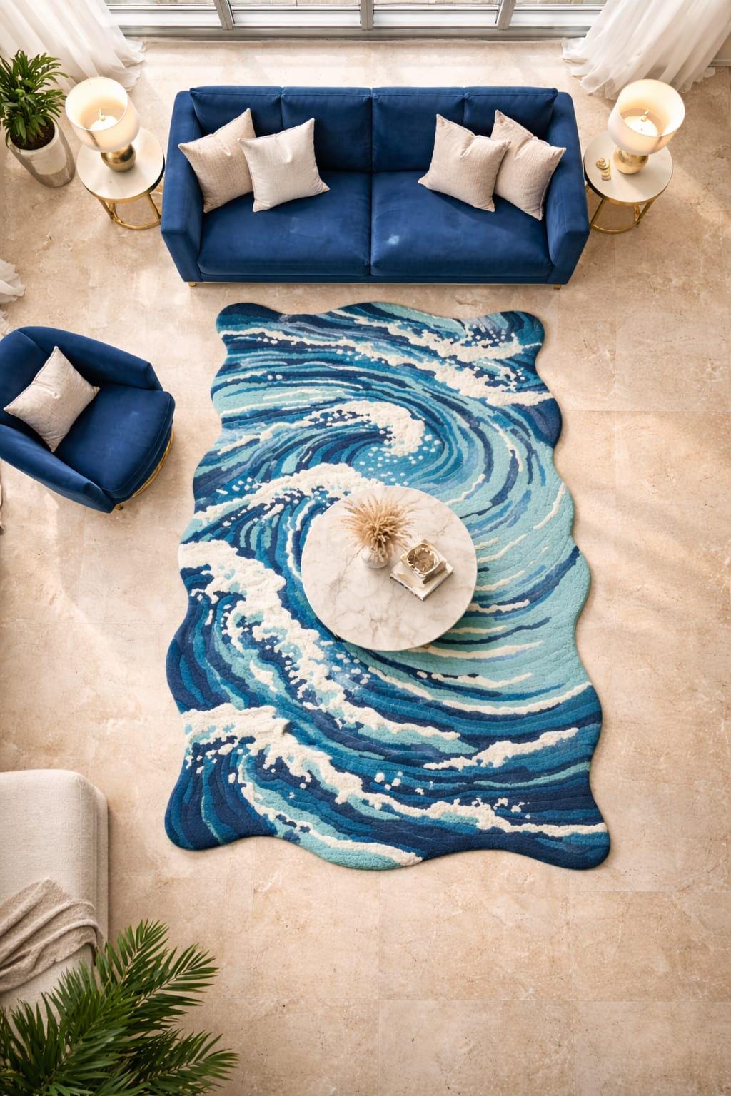 Wave Rugs Hand-tufted Ocean Wave Rug, Modern Coastal Abstract Area Carpet. - Etsy