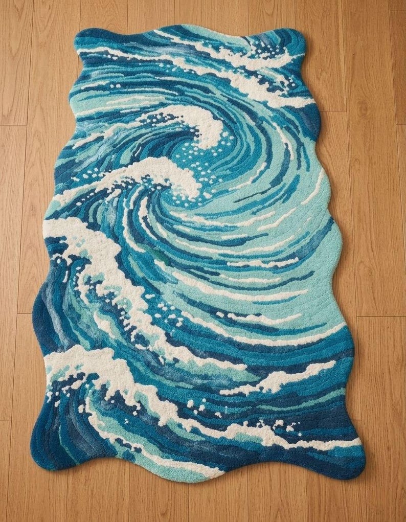 Wave Rugs Hand-tufted Ocean Wave Rug, Modern Coastal Abstract Area Carpet. - Etsy