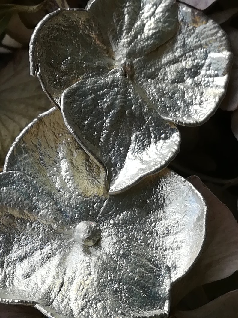 real flowers dried for romantic gift Silver hydrangea earrings