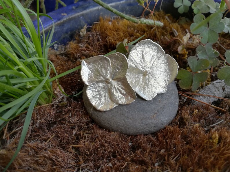 real flowers dried for romantic gift Silver hydrangea earrings