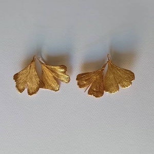 Orecchini A Foglia Di Ginkgo Biloba In Argento 925 Opaco – SILBERMOOS – Gioielli Donna Senza Nichel – 9x13 Mm