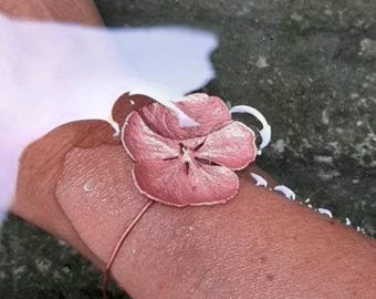 Armband met echte hortensiabloem in koper
