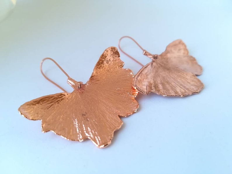 Real Leaf Earrings Ginkgo Biloba Jewelry Copper Etsy