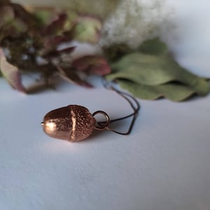 Acorn necklace, acorn pendant, autumn jewelry, botanical necklace, nature inspired, copper electroform, electroformed leaves, gift for her