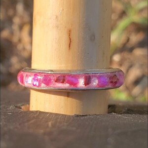 Pink Abalone Shell, Crimson Abalone Shell, Pink Glowstone, Stainless Steel Ring. (Ring Size:7)