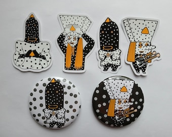 Angine de Poitrine geïnspireerde pins en stickersbundel