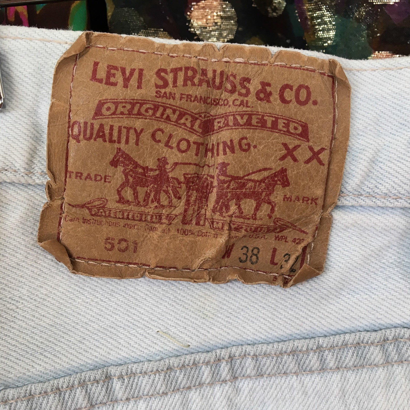 Vintage 1980's Levis 501 jeans light wash label size | Etsy