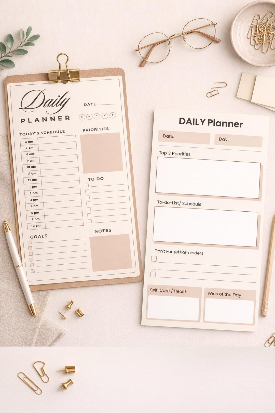 Minimalist Daily Planner Template – To-do List & Schedule | Printable ...