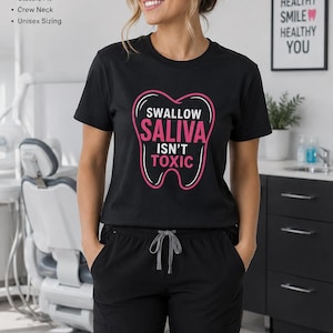 Swallow Saliva Tooth Heart T-Shirt | Dental Humor Tee