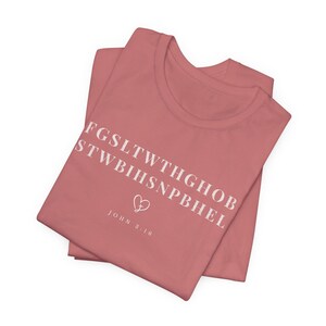 Minimalistisches christliches T-Shirt Johannes 3:16, Glaube Akronym Shirt, für Gott so geliebt die Welt T-Shirt, subtiles Schrift Shirt, Geschenk für Frauen