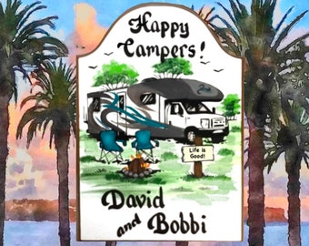 CAMPING SIGN-camp sign personalized outdoor- Class C sign -RV signs