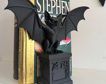 Gothic Fledermaus Buchstütze | Offene Flügel Fledermaus Buchstütze | Fledermaus Bücherregal Dekor | Vampir-Library Regal | Dunkles Dekor