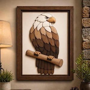 Eagle Intarsia Woodworking Pattern – woodworking plan Template – pattern scroll saw Wildlife  Wall Art DIY Wood Craft Tutorial| Handmade