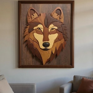 Wolf Intarsia Pattern | Scroll Saw Woodworking Plan | DIY Wood Carving Template | Digital Download | wild life  Wall Art