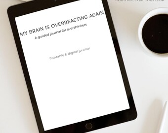 Anxiety Relief Journal | Guided Prompts for Overthinking (A4, US Letter PDF Digital Download)