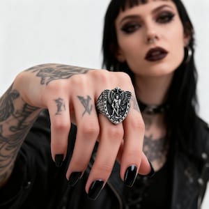 Retro Angel Warrior God Titanium Steel Ring / Unisex / Harley-Davidson Motorcycle Rider Jewelry Accessory image 9