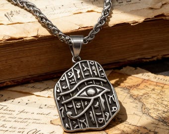 Vintage Oracle Eye of Bruce Titanium Steel Pendant Necklace / Unisex / Mystical Jewelry