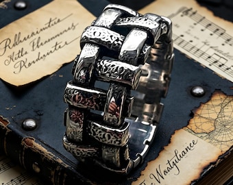 Retro Titanium Steel Braided Chain Biker-Style Ring / Unisex / Harley-Davidson Rider Jewelry Ring