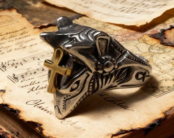 Retro Anubis Titanium Steel Self-Defense Ring / Unisex / Hip-Hop Punk Ring / Luxury Jewelry