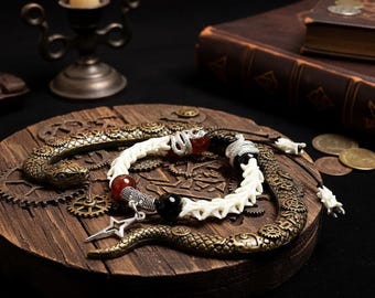 Real Snake Bone Bracelet | Authentic Snake Head – Handcrafted 