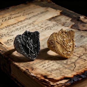 Retro Angel Warrior God Titanium Steel Ring / Unisex / Harley-Davidson Motorcycle Rider Jewelry Accessory image 2