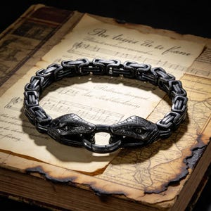 Vintage Black Heavy-Duty Snake-Head Chain Bracelet / Unisex / Titanium Steel / Hip-Hop Punk Jewelry