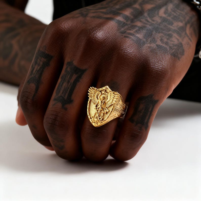 Retro Angel Warrior God Titanium Steel Ring / Unisex / Harley-Davidson Motorcycle Rider Jewelry Accessory image 8