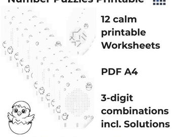 Spring Number Puzzles Printable – Starter 3-Digit One Direction Number Search | 12 Printable Worksheets