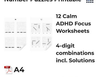 ADHD Focus Worksheets | Short Attention Span Training Number Puzzles